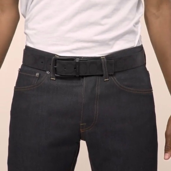 Coach Wide Harness Cut To Size Reversible Belt Signature Canvas Charcoal/Black - Picture 4 of 4